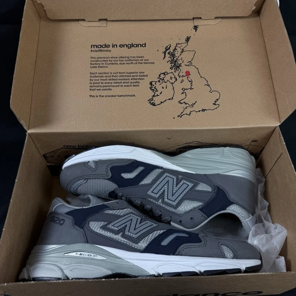 New Balance 920 Men's Size 6 Made in England Grey Navy Blue M920GNS Sneakers